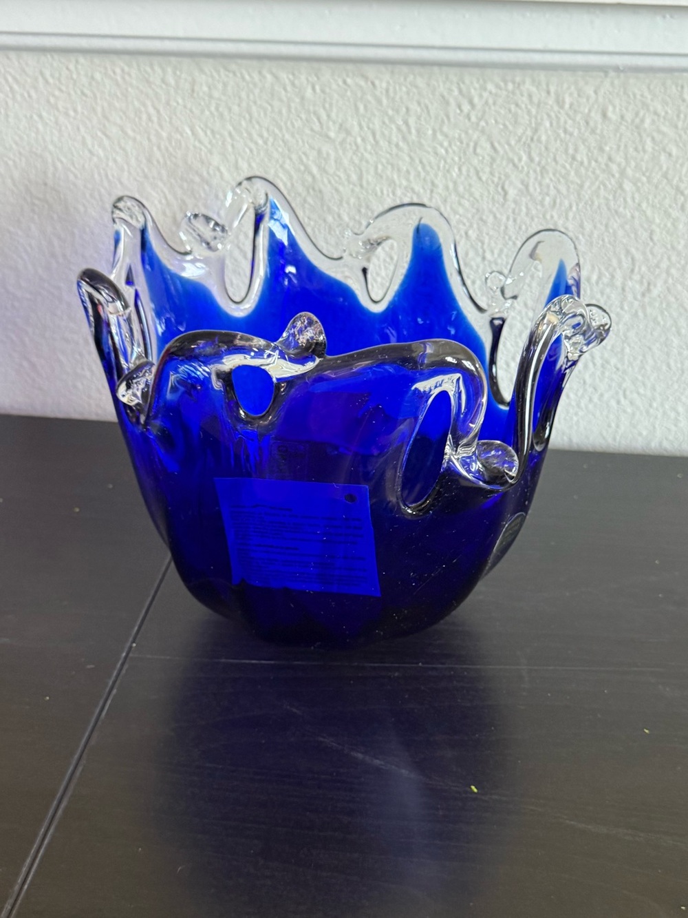 murano italy new Cobalt Blue Art Glass Bowl - Decorative Home Accent